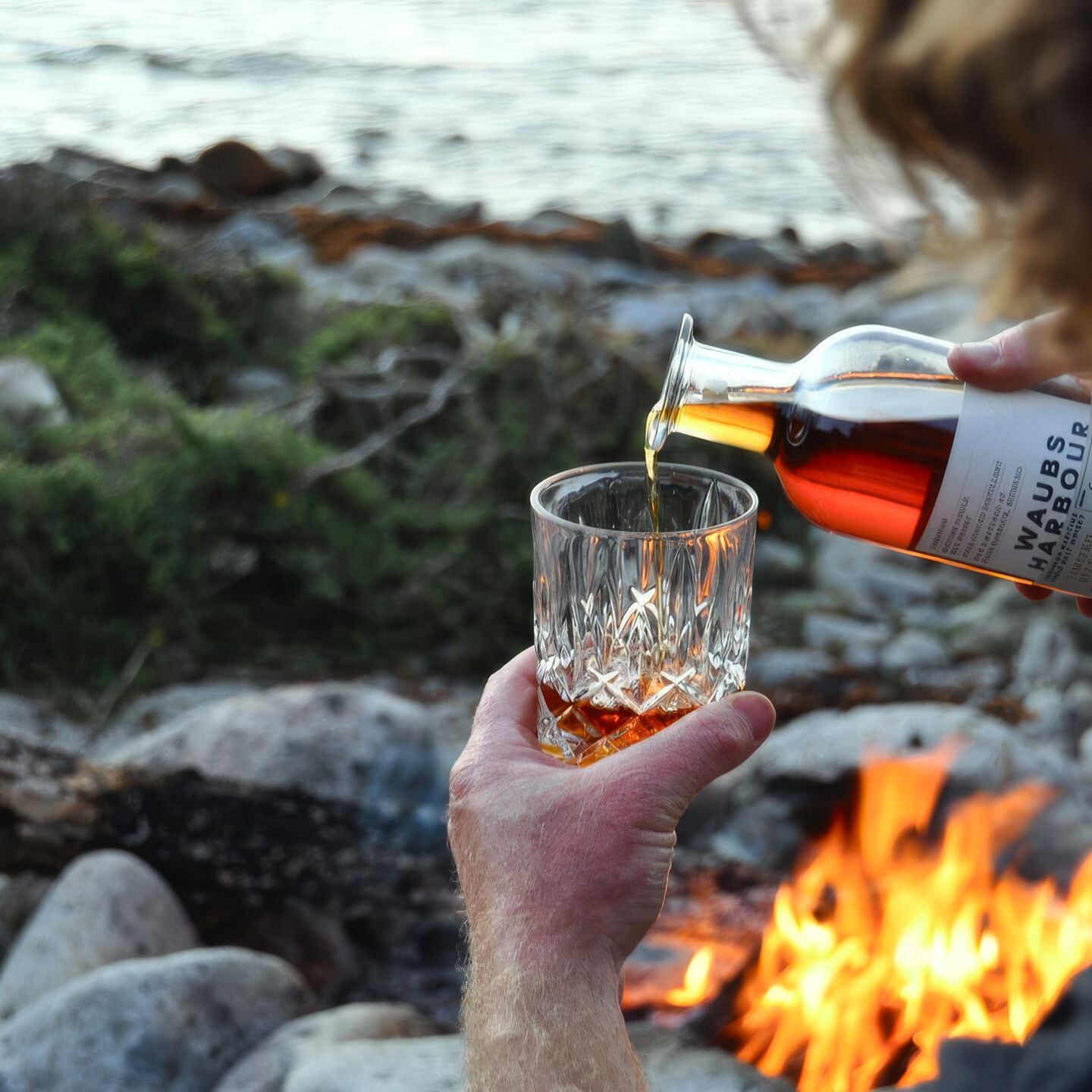 Waubs Whisky outdoor fire