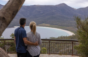 Couple at Wineglass Bay look out